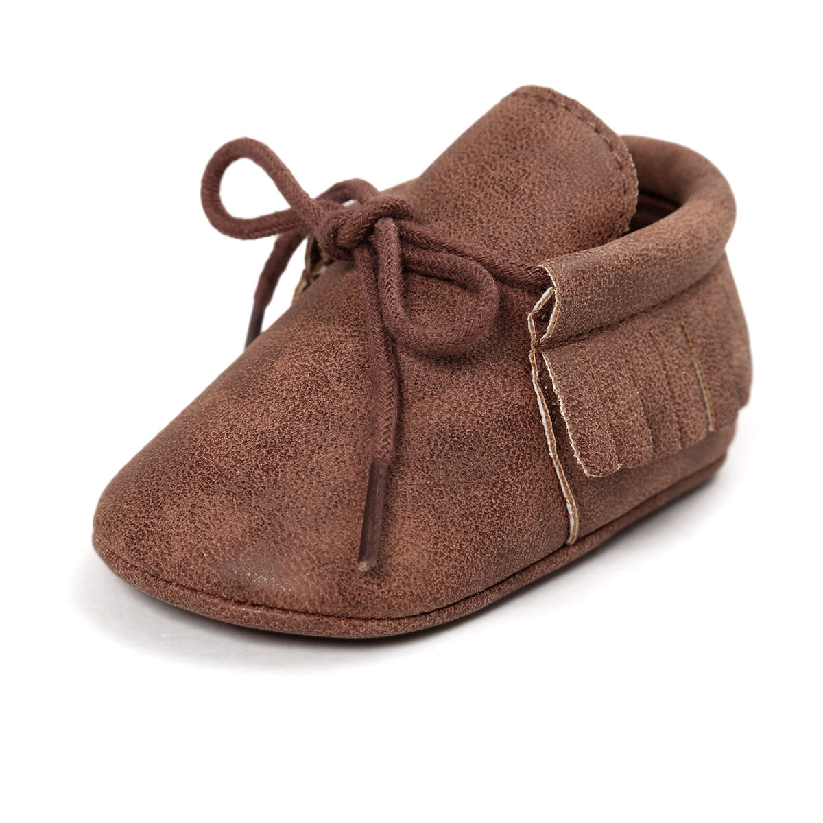 Newborn Shoes Infant Boy Girl Classical Lace-up Tassels Suede Sofe Anti-slip Toddler Crib Crawl Moccasins