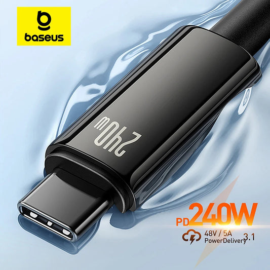 Baseus 240W USB Type C Cable, iPhone 15, PD 3.1 Supercharge, 5A Fast Charger ,Type C Cable for Macbook, PC