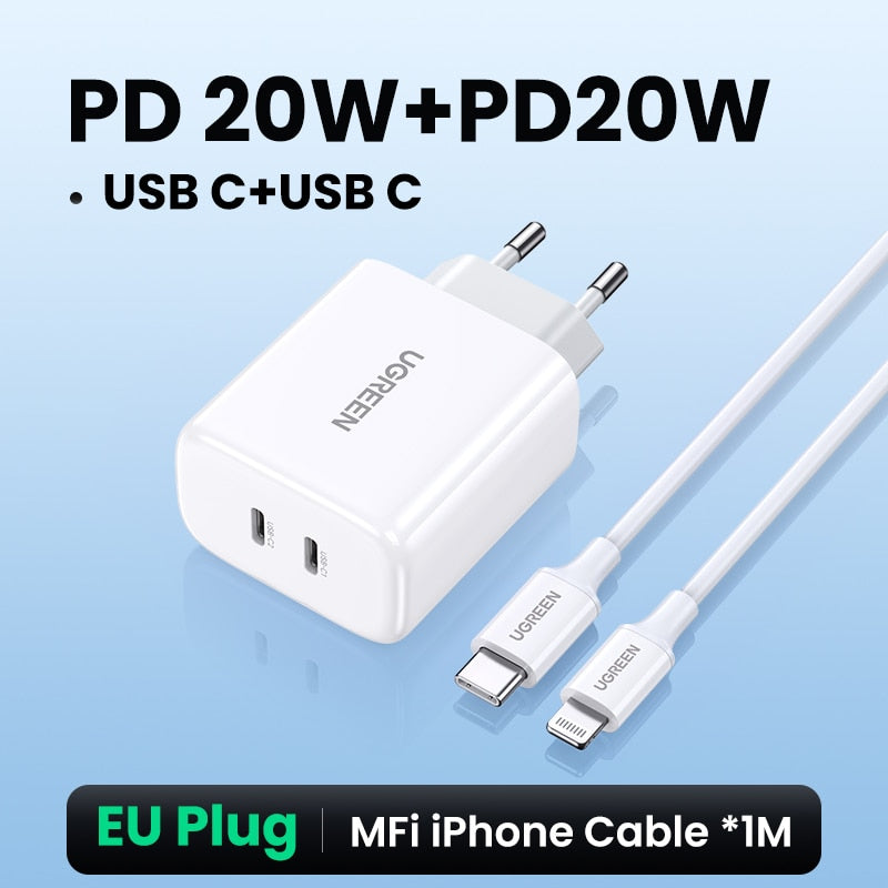 38 W schnelles USB-Ladegerät, Quick Charge 4.0, 3.0, Typ C PD-Schnellladung, USB-Ladegerät, QC 4.0, 3.0, Telefonladegerät