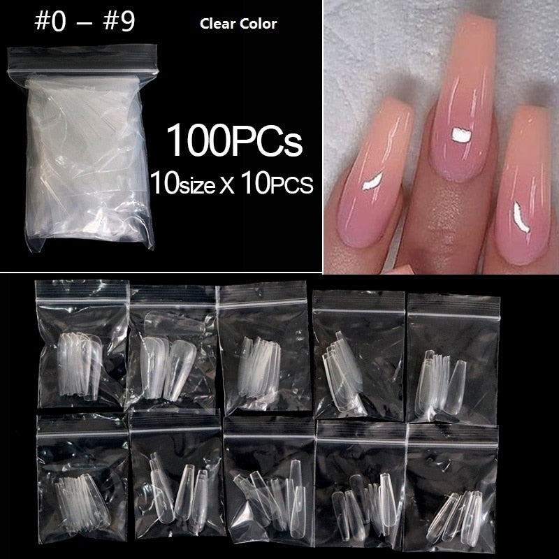 100/500 pièces/sac fausse ballerine naturel/Transparent cercueil faux ongles manucure ongles pour Extension et Protection Nail Art