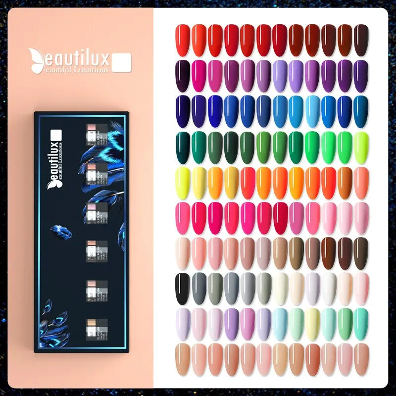 Beautilux Nail Gel, Polish Kit, 6pcs/set x10ml, Soak Off UV LED, Nails Varnish Set, Semi Permanent Nail Art, Gels Lacquer