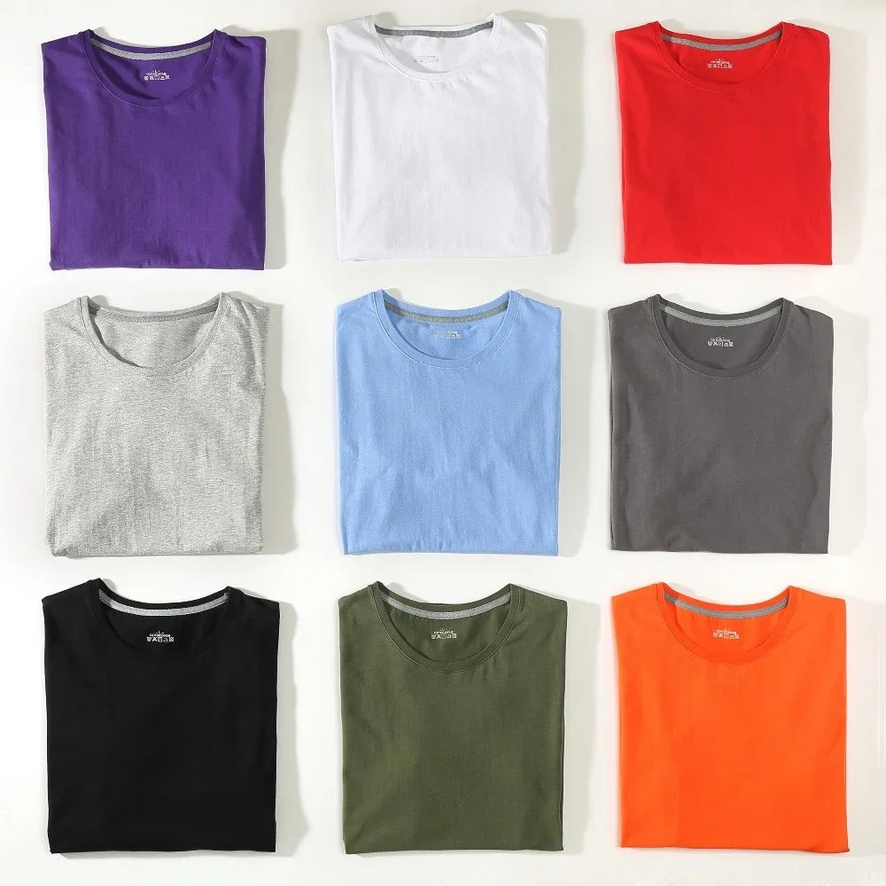 T-shirts pour hommes, femmes, 100% coton, manches courtes, couleur unie, T-shirts, T-shirts col rond