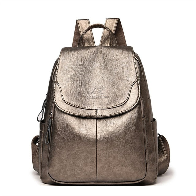 Damen-Rucksack aus Leder mit großem Fassungsvermögen, Vintage-Tasche aus hochwertigem Leder, Schultaschen, Reiserucksack, Damen-Büchertasche