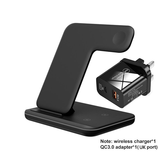 Wireless Charger Stand 15W, Qi Fast Charging Station, Dock for Apple Watch, iWatch 7 AirPods, iPhone