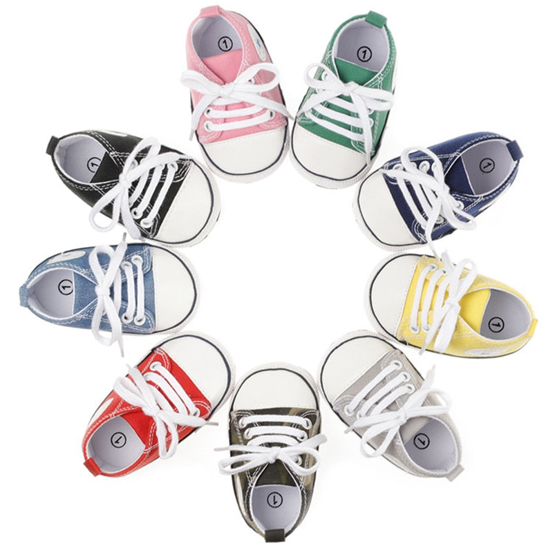 Baby Leinwand Klassische Turnschuhe Neugeborenen Sport Baby Erste Wanderer Schuhe Infant Kleinkind Anti-slip Baby Schuhe