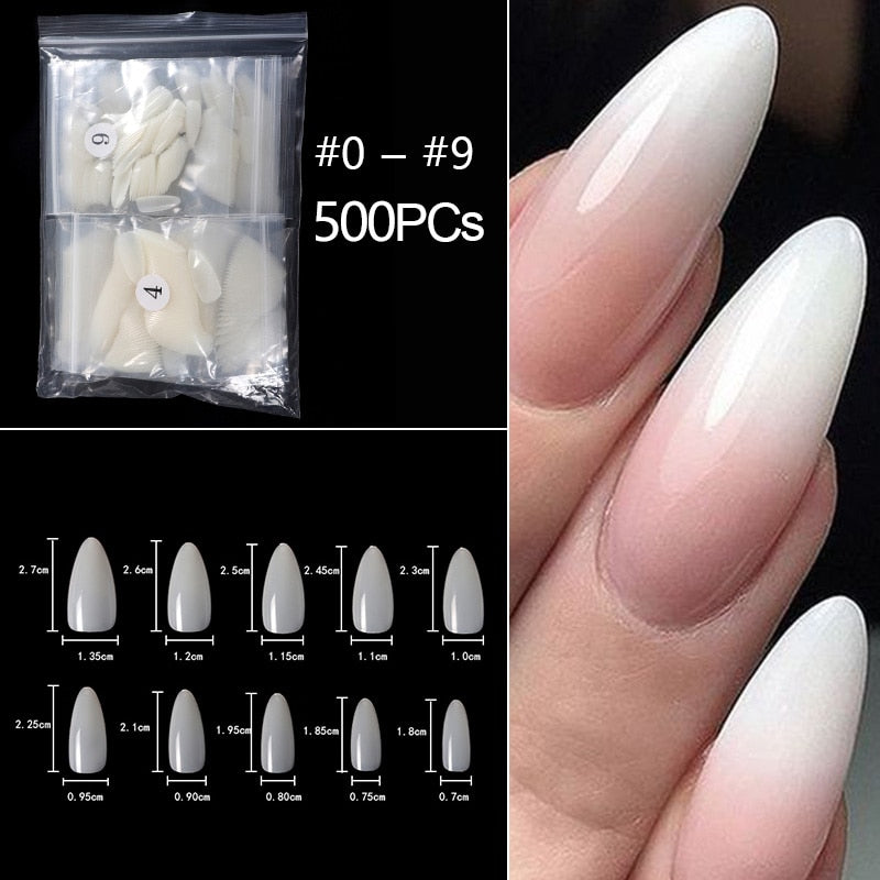 100/500 pièces/sac fausse ballerine naturel/Transparent cercueil faux ongles manucure ongles pour Extension et Protection Nail Art