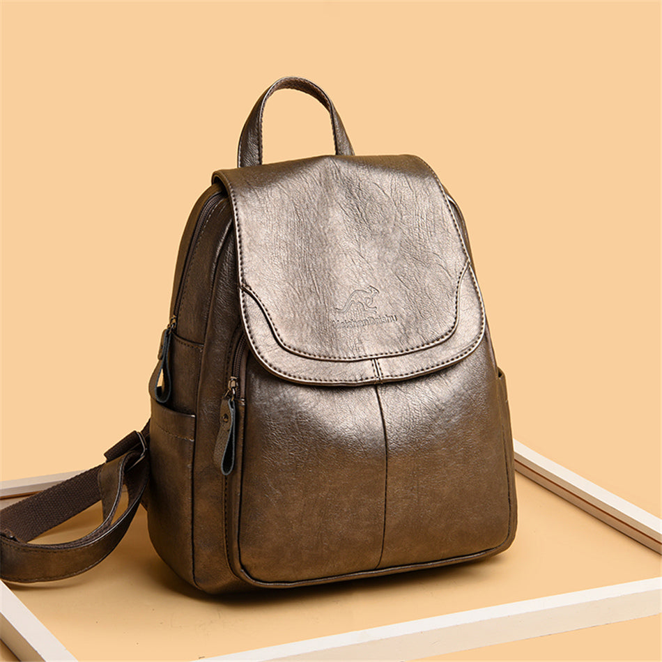 Damen-Rucksack aus Leder mit großem Fassungsvermögen, Vintage-Tasche aus hochwertigem Leder, Schultaschen, Reiserucksack, Damen-Büchertasche