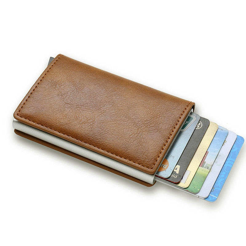 Top Quality Wallets, Men Money Bag, Mini Purse Male Vintage, Brown Leather, RFID Card Holder Wallet, Small Smart Wallet, Pocket