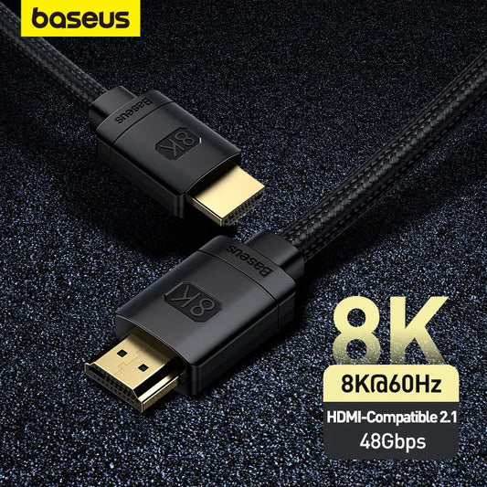 Câble Compatible HDMI pour Xiaomi Mi Box 48Gbps, PS5 PS4 8K 2.1 4K 2.0, répartiteur Compatible HDMI, câbles 8K/60Hz