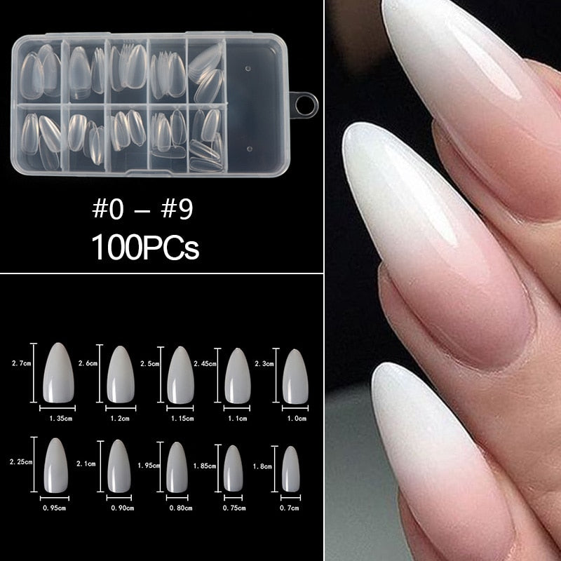 100/500pcs/Bag False Ballerina Natural/Transparent Coffin Fake Nails Manicure Nails for Extension & Protection Nail Art