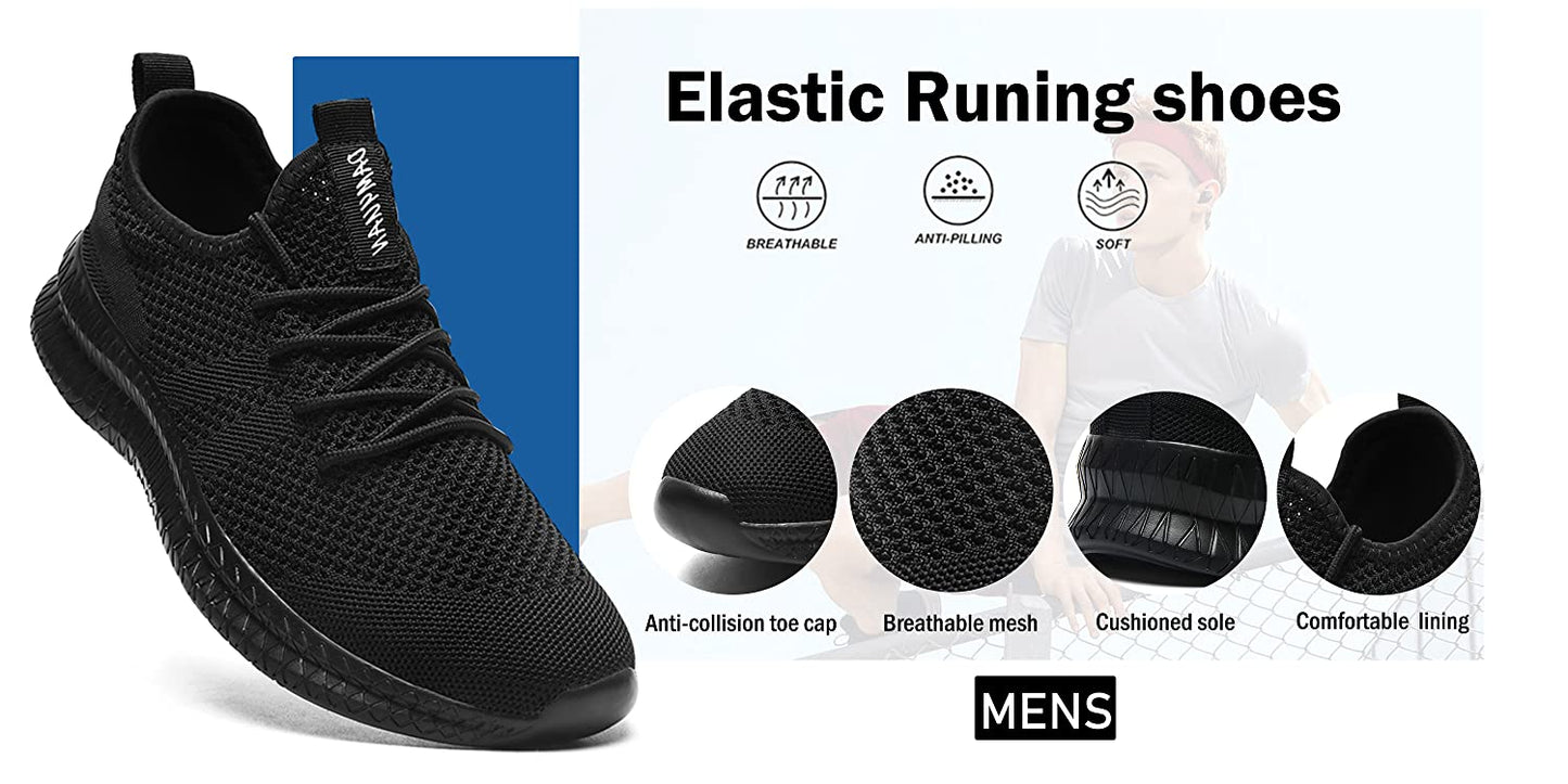 Men's Running Shoes: Lace-up, Lightweight, Comfortable, Breathable Sport Sneakers for Walking and Tennis