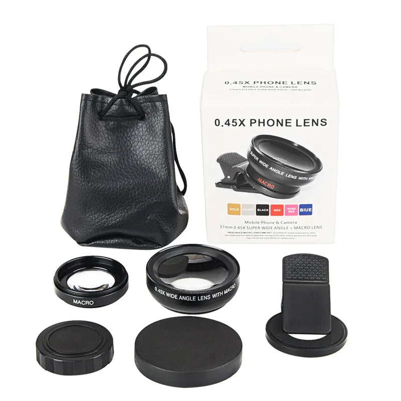 Mobile Phone Lens Professional, 2 IN 1 Lens Universal Clip 37mm, Super Wide-Angle + Macro HD Lens