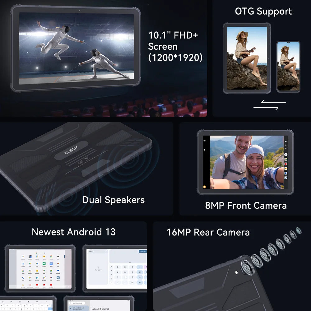 Cubot TAB KINGKONG, Rugged Tablet Android 13, IP68 Waterproof, 16GB+256GB, 10600 Battery