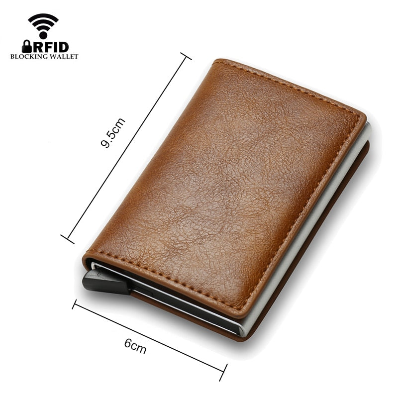 Top Quality Wallets, Men Money Bag, Mini Purse Male Vintage, Brown Leather, RFID Card Holder Wallet, Small Smart Wallet, Pocket