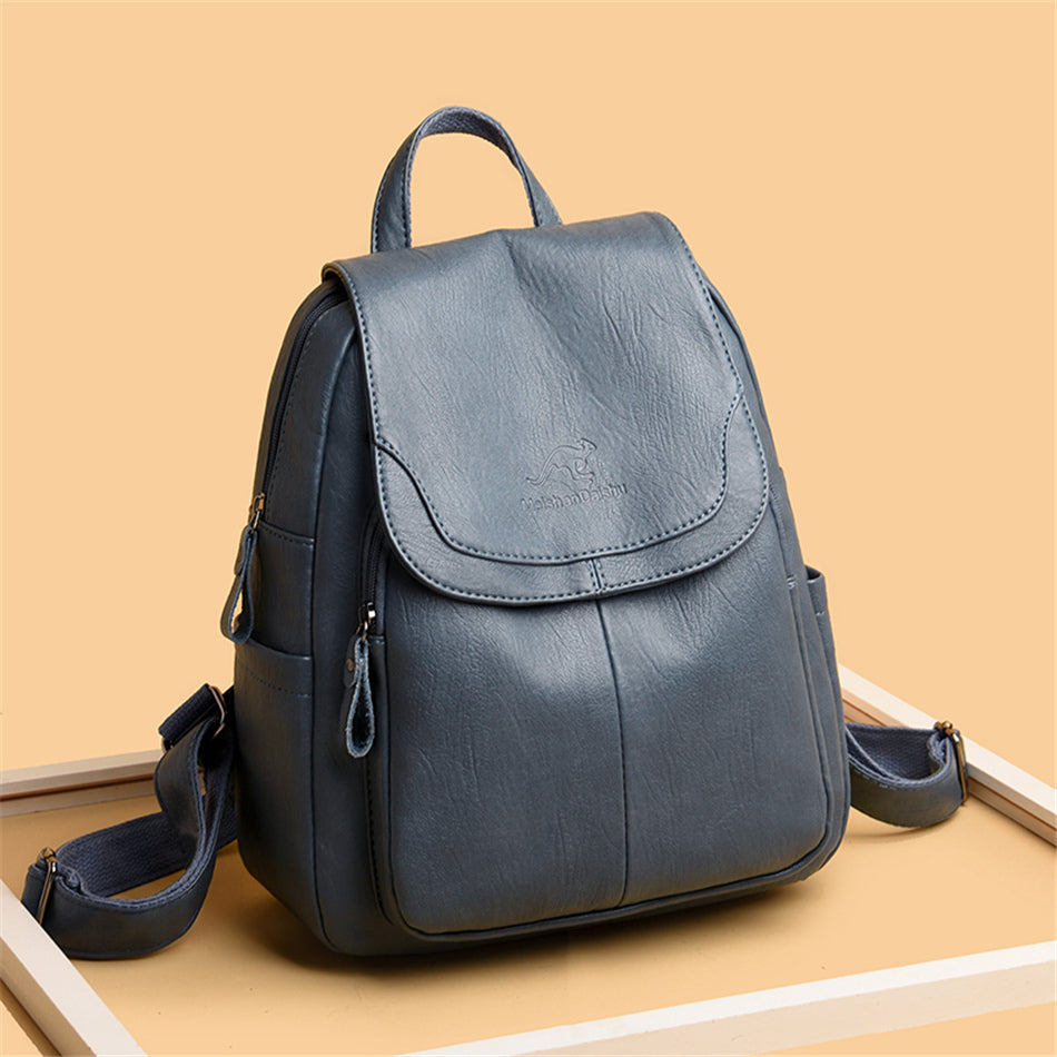 Damen-Rucksack aus Leder mit großem Fassungsvermögen, Vintage-Tasche aus hochwertigem Leder, Schultaschen, Reiserucksack, Damen-Büchertasche