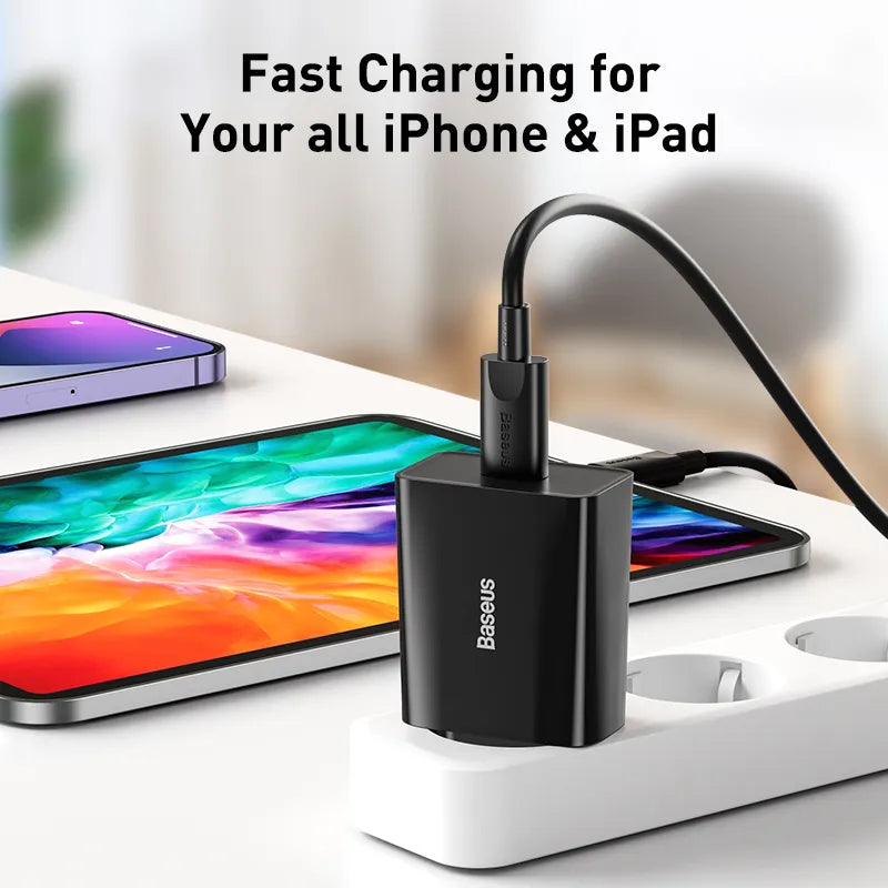 Charge rapide 20 W QC 3.0, charge rapide PD USB Type C, chargeur de téléphone