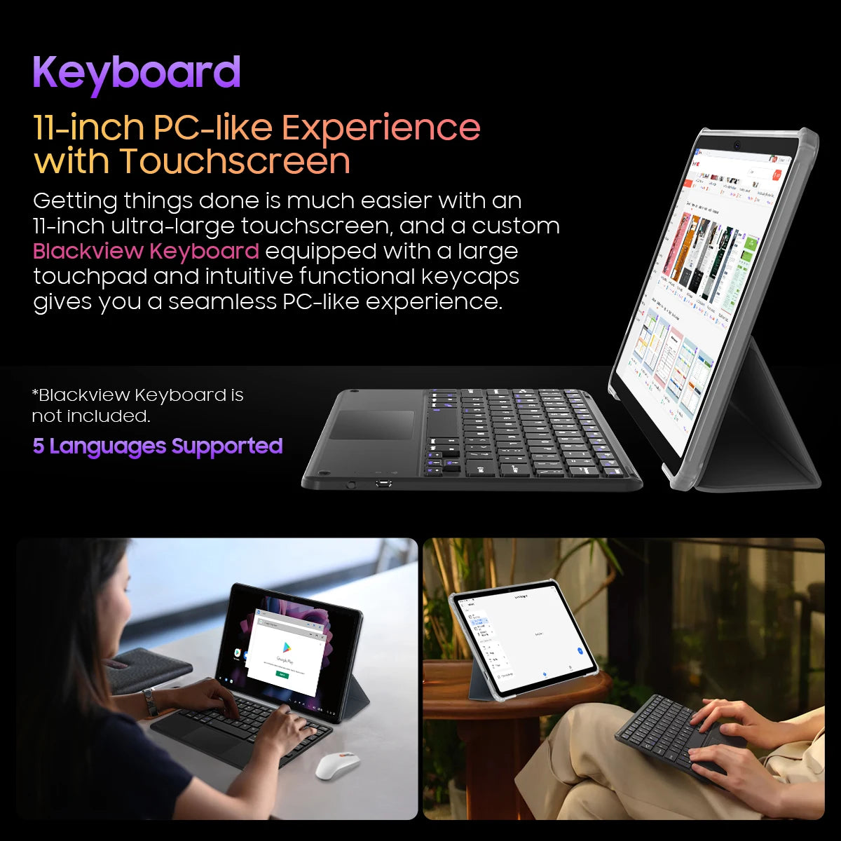 Blackview Tab 16, Tablet 11'' 2K FHD+ Display, Android 12, T616 Widevine L1 8GB 256GB, 7680mAh, 13MP Camera Dual, 4G Tablet