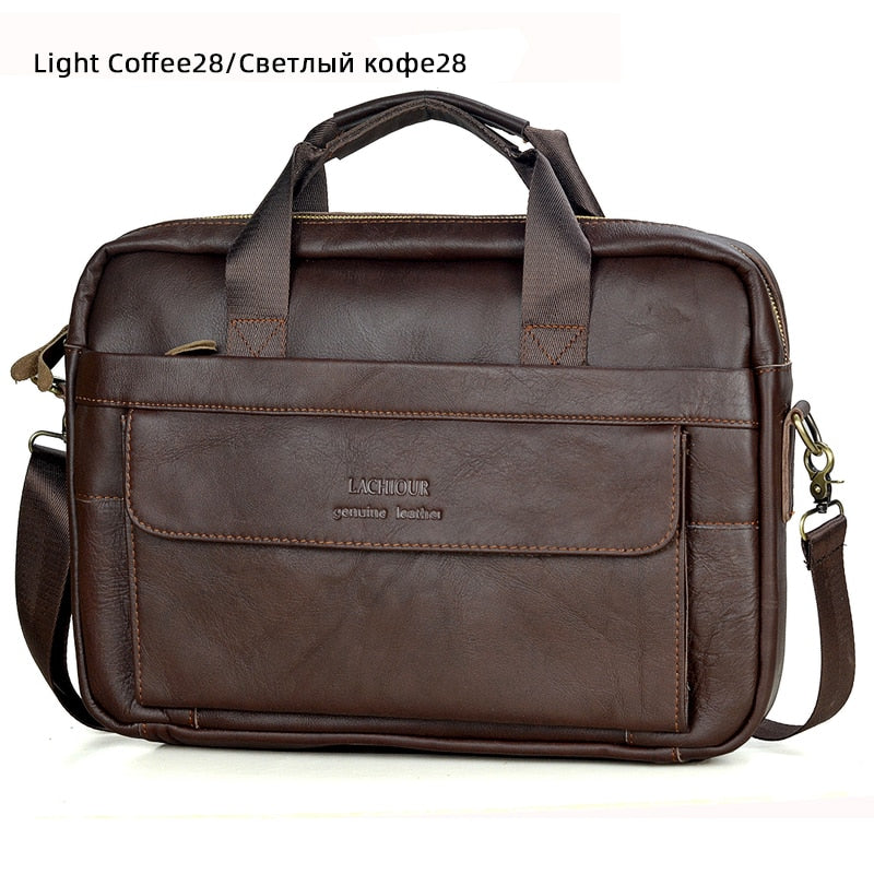 Men Genuine Leather Handbags, Casual Leather Laptop Bags, Male Business Travel Bags, Men's Crossbody Shoulder Bag