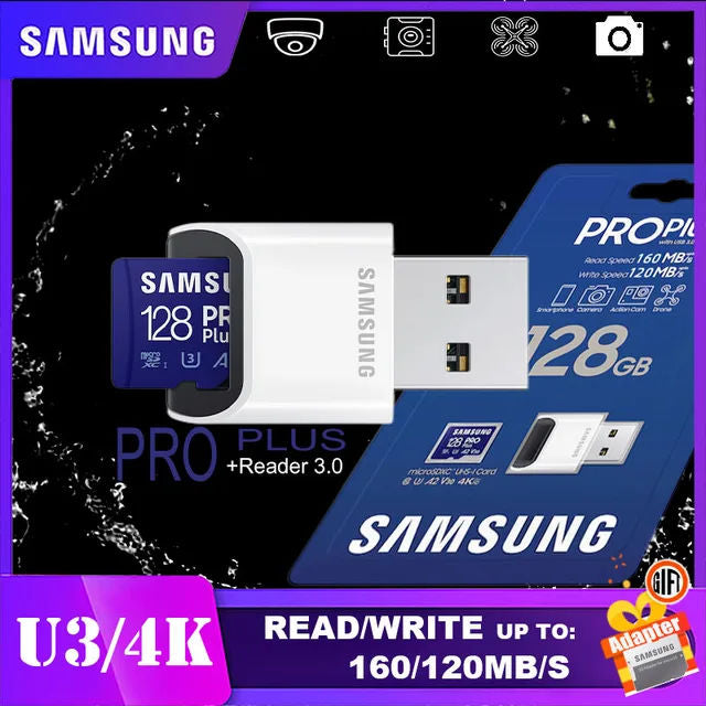 SAMSUNG EVO Plus Speicherkarte 32 GB/SDHC 64 GB/128 GB/256 GB/512 GB SDXC Micro SD/TF-Flash-Karten MicroSD