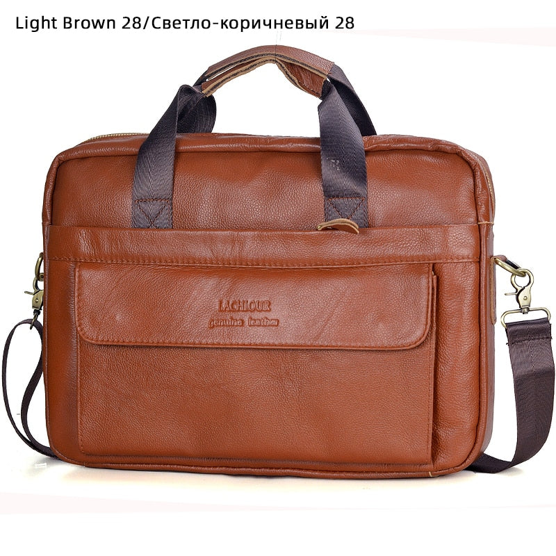 Men Genuine Leather Handbags, Casual Leather Laptop Bags, Male Business Travel Bags, Men's Crossbody Shoulder Bag