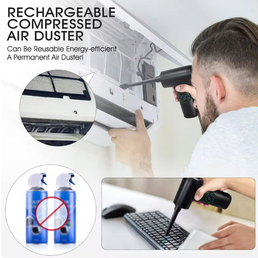 Hot Sell 6000mAh Portable Compressed Air Duster 2 In 1 Air Blower & Vacuum Cleaner Duster Blower For Keyboard Computer Cleaning