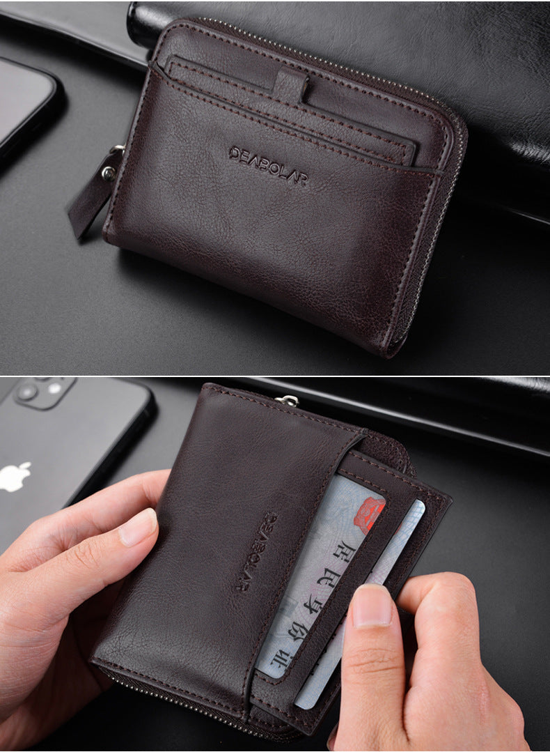 Men's Retro Multi-Card Short Wallet PU Waterproof Wallet Coin Clip Wallet