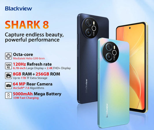 Blackview SHARK 8, Android 13, MTK G99, 6,78'' 120Hz 2,4K Display, 16GB / 256GB