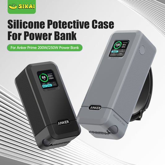 Silicone Case For Anker Prime Power Bank 27,650mAh 250W  Nut Hole,  Card Storage Reserved Compatible With Anker 250W Prime Power Bank Protective Cover Dustproof Soft With Handle Black