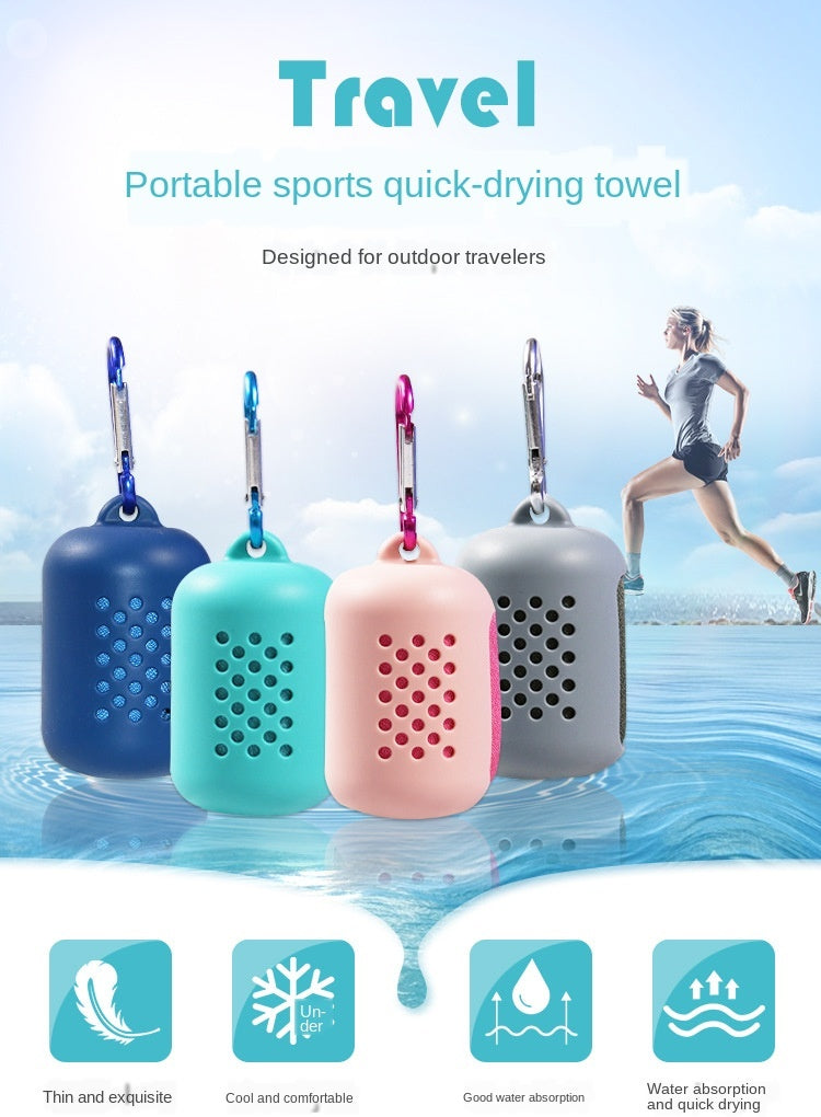 Quick Drying Cooling Microfiber Towel Instant Cooling Relief Sports Portable Gym Pilates Running Travel Towel Silicone Bag