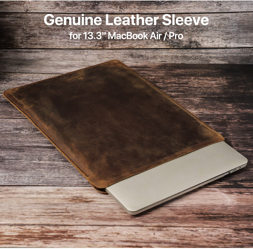 Compatible with Apple, Suitable For MacBook Pro13.3 Protective Cover Crazy Horse Leather