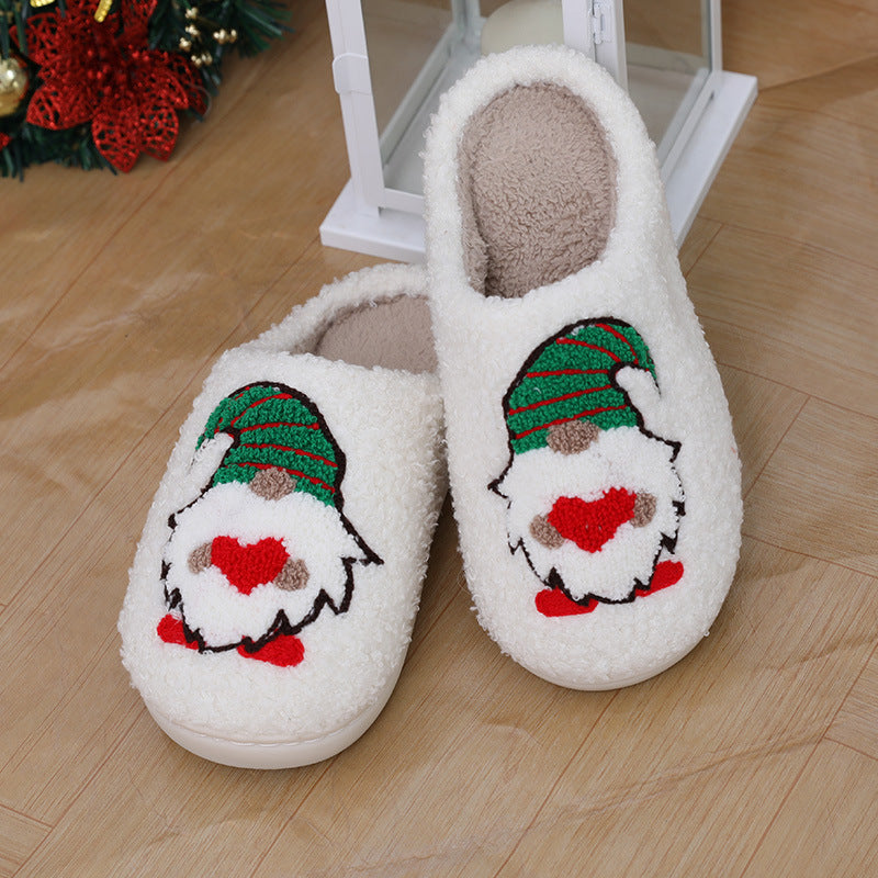 Cute Cartoon Santa Claus Home Slippers Couple Indoor Floor Bedroom Slipper Christmas Warm Shoes Women Men