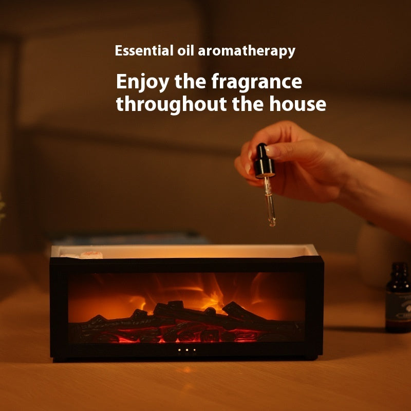 Flame Aromatherapy Machine Colorful Essential Oil Diffuser Home Large Fog Volume Flame Humidifier 3D Flame Fireplace Machine