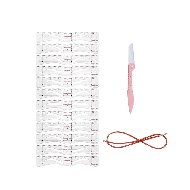 12 Styles Reusable DIY Eyebrow Stencil Set