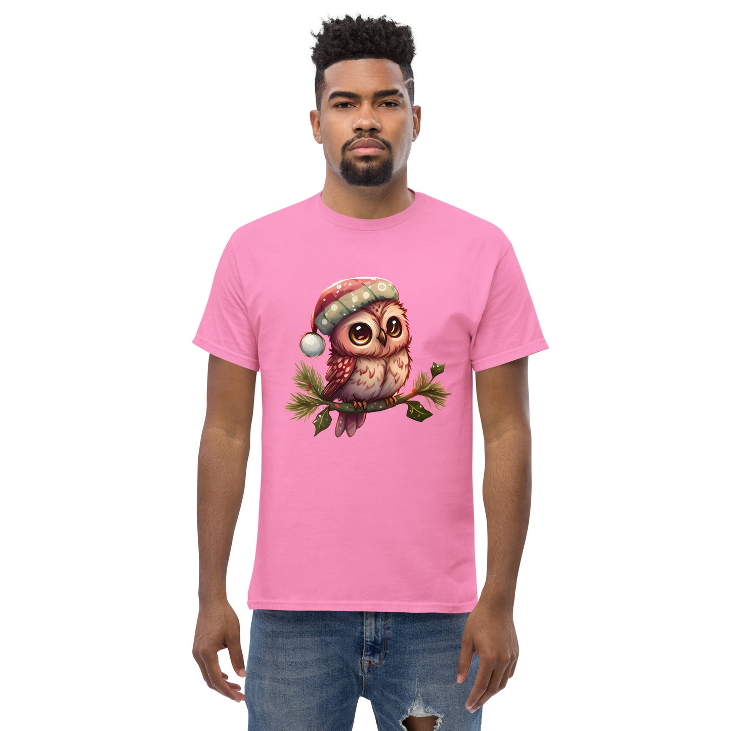 Hibou de Noël, tee-shirt classique pour hommes, coton doux, ajustement confortable, qualité supérieure, design amélioré, tissu léger