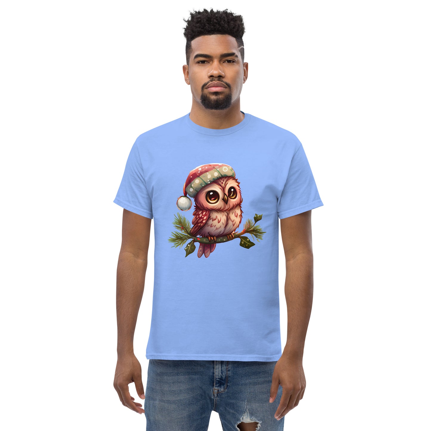 Hibou de Noël, tee-shirt classique pour hommes, coton doux, ajustement confortable, qualité supérieure, design amélioré, tissu léger