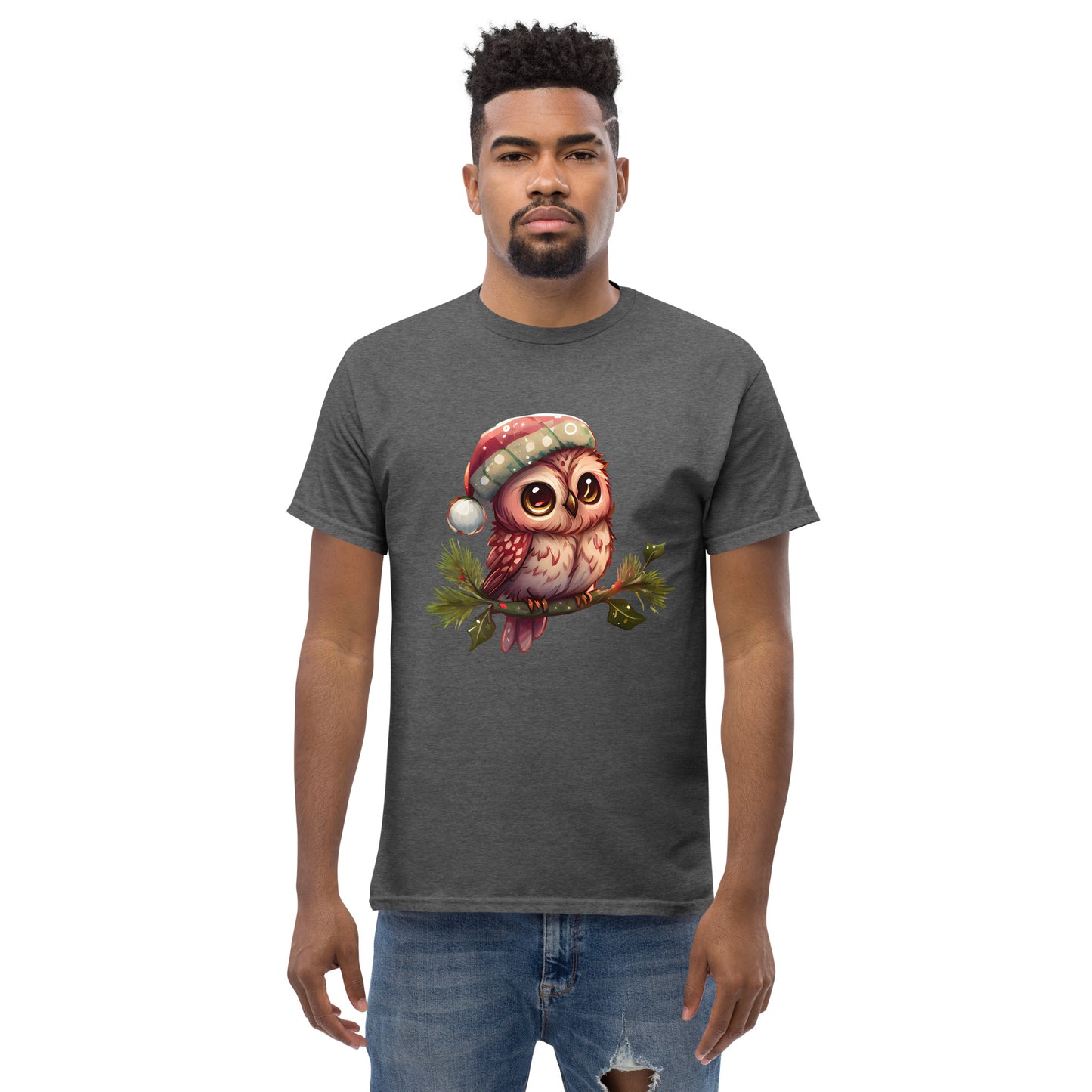 Hibou de Noël, tee-shirt classique pour hommes, coton doux, ajustement confortable, qualité supérieure, design amélioré, tissu léger