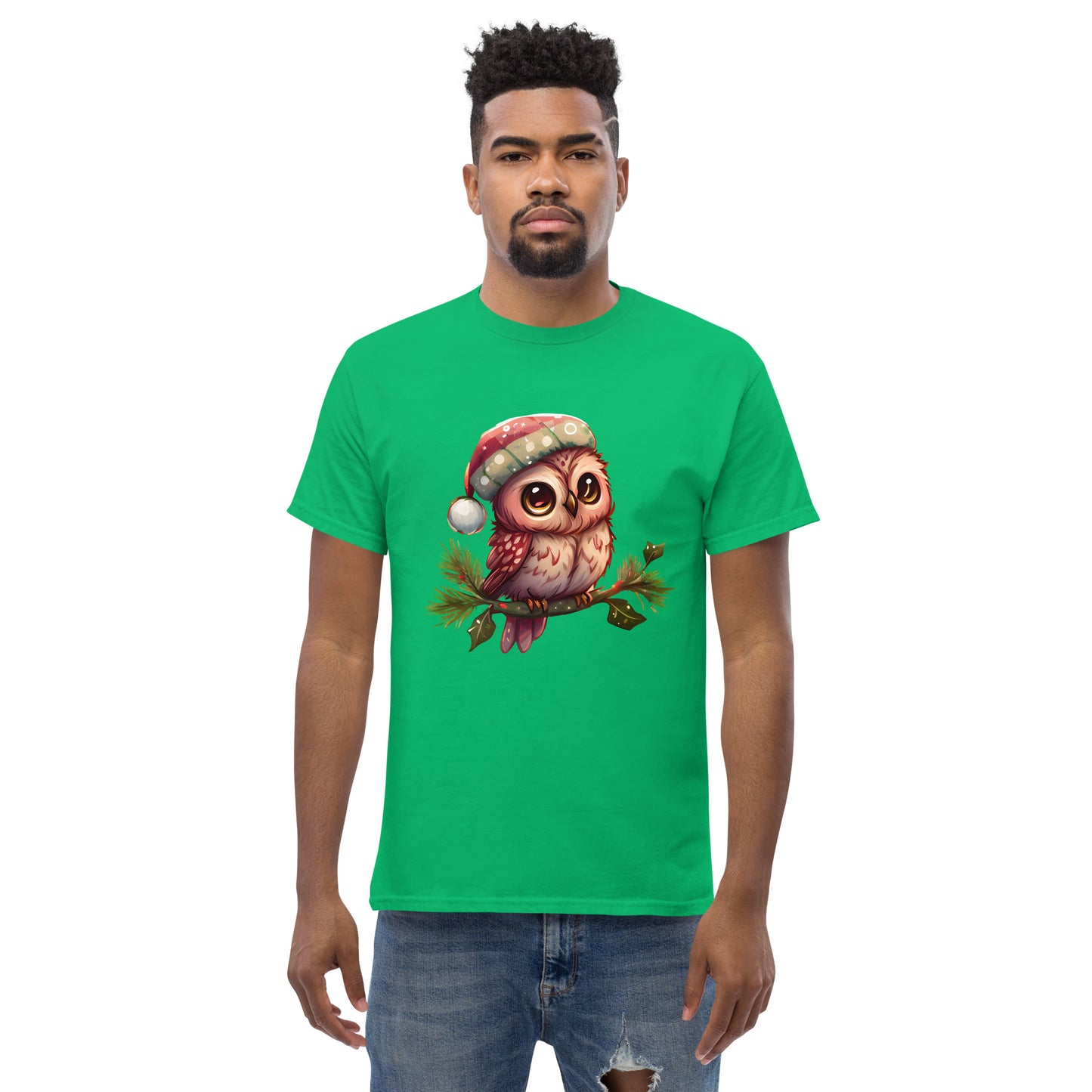 Hibou de Noël, tee-shirt classique pour hommes, coton doux, ajustement confortable, qualité supérieure, design amélioré, tissu léger