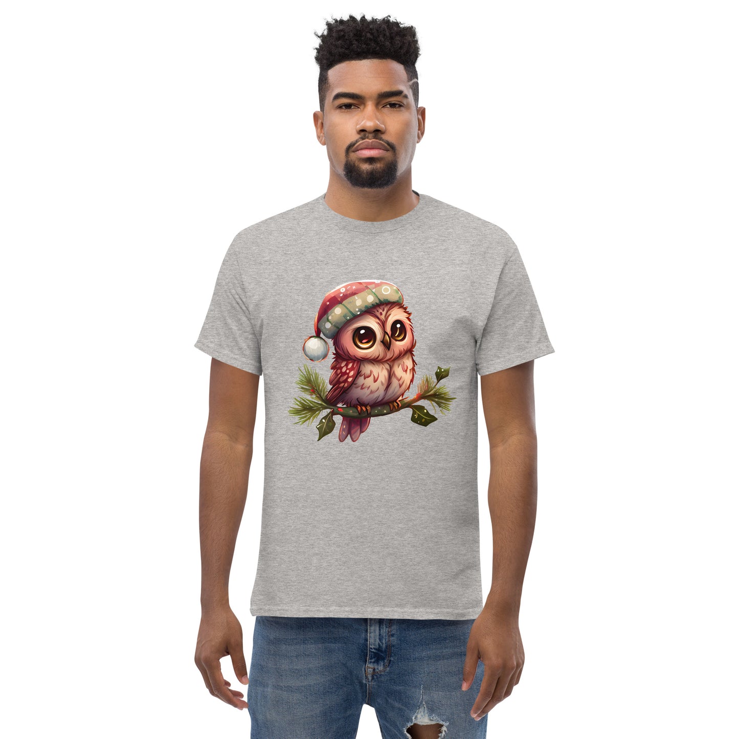 Hibou de Noël, tee-shirt classique pour hommes, coton doux, ajustement confortable, qualité supérieure, design amélioré, tissu léger