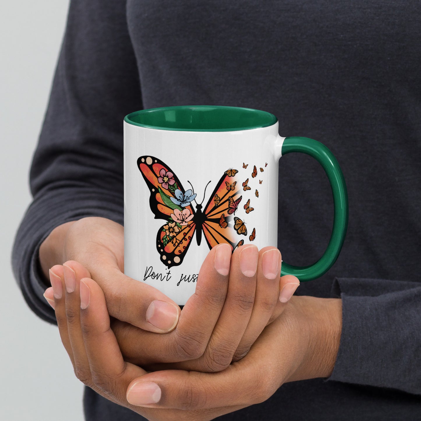 Mug with Color Inside. Don't just fly soar. Glossy Ceramic Mug, Black Coffee Cup, Classic Drinkware