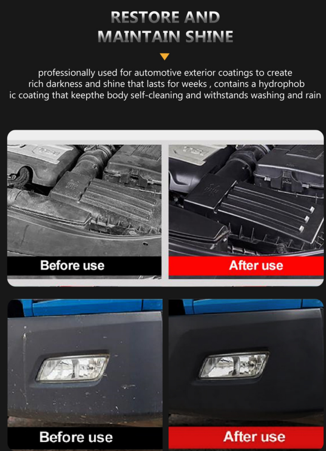 Plastic Restore Revitalizer Plastic Renovator Longlasting Coating For Car Rubbers Refurbish Clean Gloss Black Shine