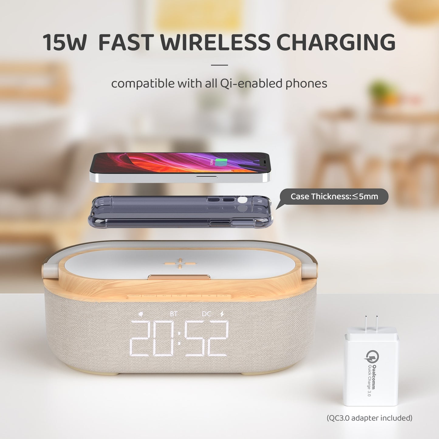 Wireless Charging Pad with Alarm Clock