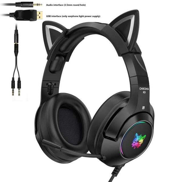 Cute Cat Ear Headphone with Mic, Pink