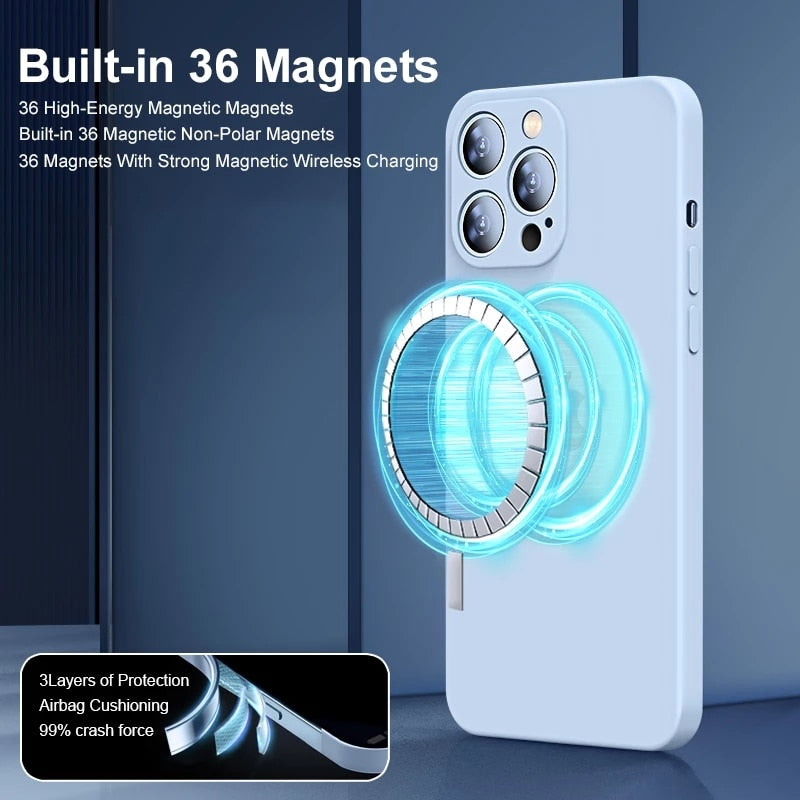 Magnetic Liquid Silicone Case For iPhones