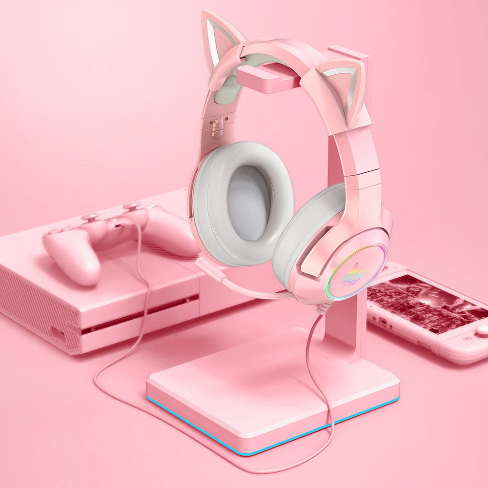 Cute Cat Ear Headphone with Mic, Pink