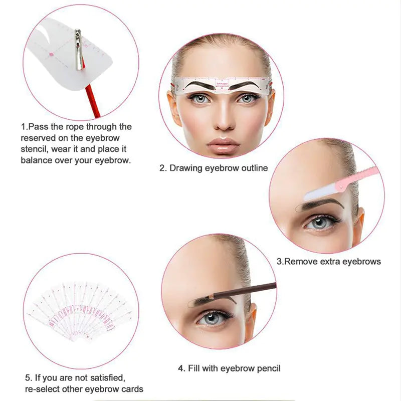 12 Styles Reusable DIY Eyebrow Stencil Set