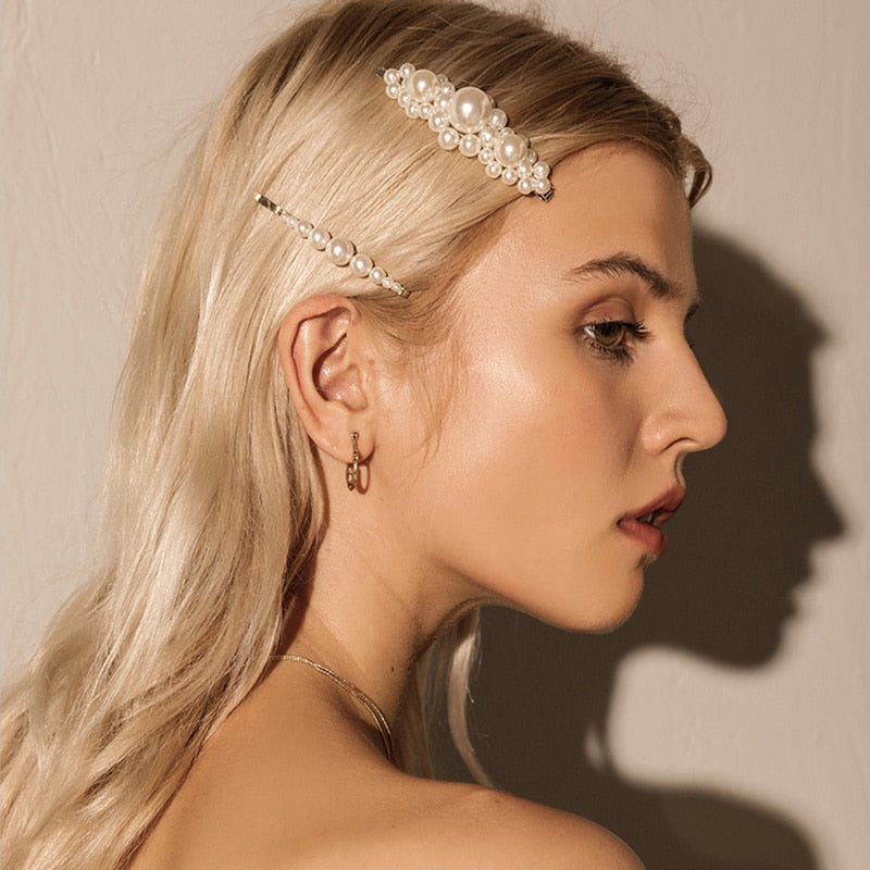 Frauen Mädchen Elegant Volle Perlen Geometrische Haarspangen Süße Haarschmuck Haarnadeln Haarspangen Mode Haarschmuck