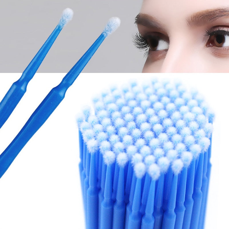 100 pièces/bouteille Extension de cils écouvillons de nettoyage cils ascenseur colle dissolvant applicateurs Microblade maquillage Micro brosses outil