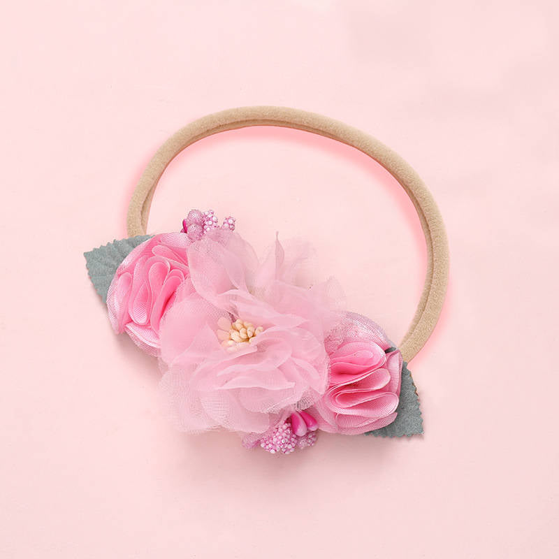 Shiny Fashion Florals Headband Newborn Baby Elastic Princess Hairbands Child Kids Pearl Fresh Style Cute Headwear Gifts