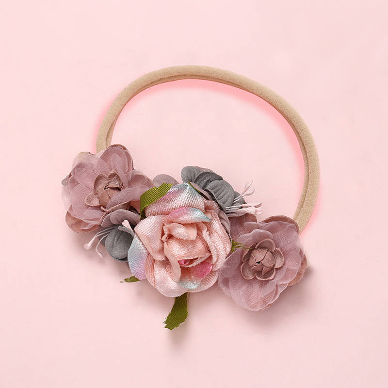 Shiny Fashion Florals Headband Newborn Baby Elastic Princess Hairbands Child Kids Pearl Fresh Style Cute Headwear Gifts