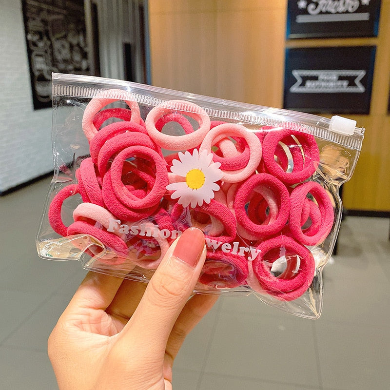 50/100 teile/satz Mädchen Bunte Nylon Kleine Elastische Haarbänder Kinder Pferdeschwanz Halter Scrunchie Stirnband Kinder Haarschmuck